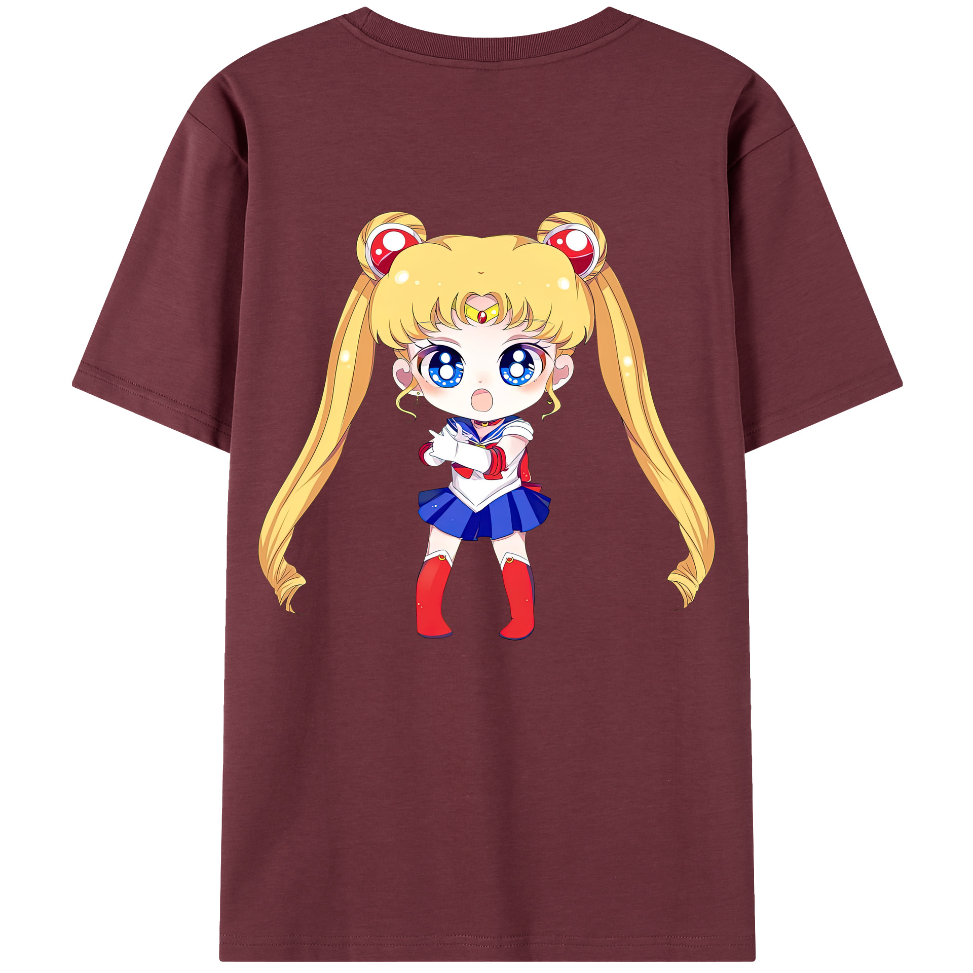 （画像用） 美少女戦士セーラームーン 月野 うさぎ つきの うさぎ Sailor Moon Tsukino Usagi 綿100％半袖Tシャツ（背面プリント）